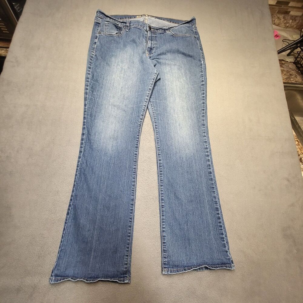 Old‎ Navy Jeans Womans 16 Blue Sweetheart Straight Leg Distressed Stretch